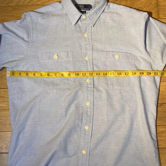 Vintage Polo Ralph Lauren Mens Cotton Blue Chambray Button Down size M - Picture 8 of 12